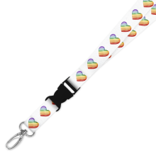 Double Breakaway Lanyard - Scribble Rainbow Heart