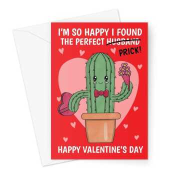 Funny Husband Valentine's Day Card - Perfect Prick Cactus Pun