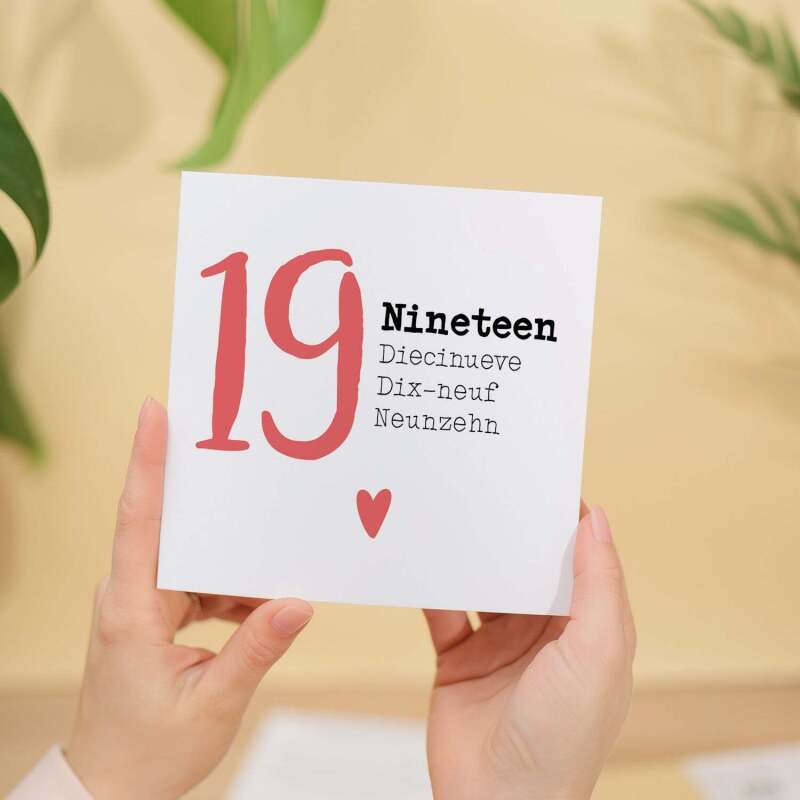 19 Year Anniversary Card 19 Year Card For Husband 19th Anniversary Card For Wife Anniversary Card For Boyfriend or Girlfriend 19 Year Card - Square (5.5x5.5) / Blank Inside