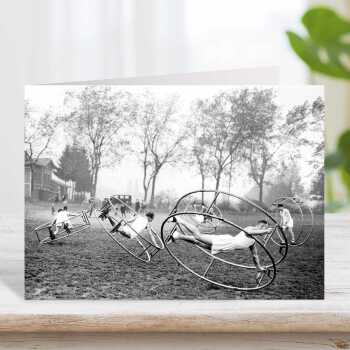 Revolutionary exercise, vintage photographic black and white card  - 12.6 x 17.7cm and blank inside - made in the UK