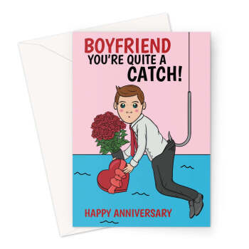 Fishing Pun Anniversary Card For Boyfriend