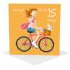 15th birthday card for her - designed by Erica Sturla - 15cm square and blank inside, made in the UK