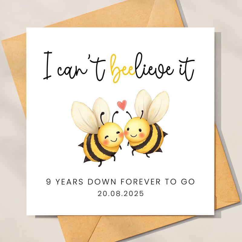 9 Year Anniversary Card For Husband, Wife 9th Anniversary Card, Happy 9th anniversary 9 year Card Funny Greeting Card wife husband