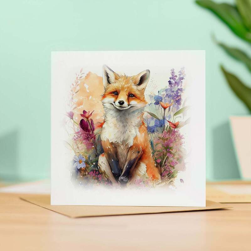 Postcard Prints - Notelet Card of a Fox For Anyone Any Occasion Card For Her or For Him Card For Birthday or Easter Card Thank You Card - Square (5.5x5.5) / Blank Inside