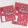 Ho ho ho, pour the merlot wine, alcohol, drinking Christmas, Holidays, Xmas, festive card for women, female (Size A6/A5/A4/Square 6x6") - A6: Single card