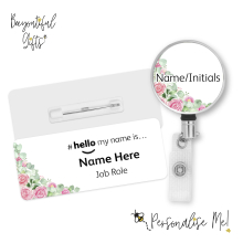 #hello my name is... Name Badge & Metal ID Reel - Rose & Eucalyptus Corner