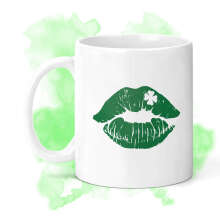 St. Patrick's Day Ceramic Mug - Green Shamrock Lips