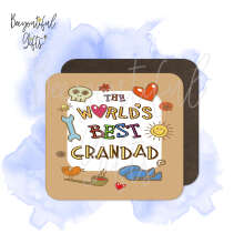 Father's Day Coaster - The World's Best Grandad Cartoon Style