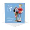19th birthday card for him - designed by Erica Sturla - 15cm square and blank inside, made in the UK
