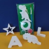Paint your own plaster initial and Dino, Kids party activity