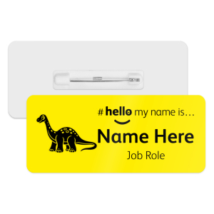 #hello my name is... Name Badge - Classic Yellow - Diplodocus