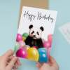 Fun Birthday Card Featuring A Cute Panda and Colourful Birthday Balloons For Boys Or Girls Him Or Her - Portrait (5x7) / Blank Inside
