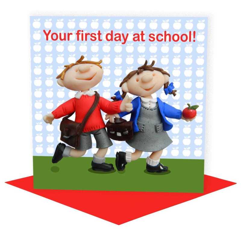 First day at school card designed by Erica Sturla - 15cm square and blank inside, made in the UK