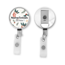 Personalised Metal ID Reel - Festive Pattern Background