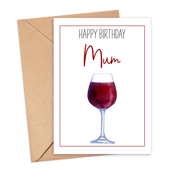 Personalised Birthday Card - Happy Birthday with Red Wine - Small (A6)