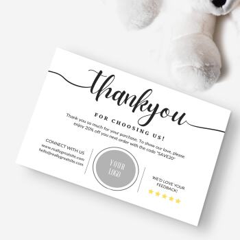 Thank You For Your Order Cards - Small Business Thank You Business Cards - Business Card Size - Logo Thank You Cards