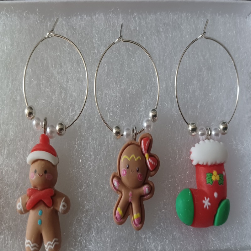Wine Glass Charms Christmas - Mounted on Card