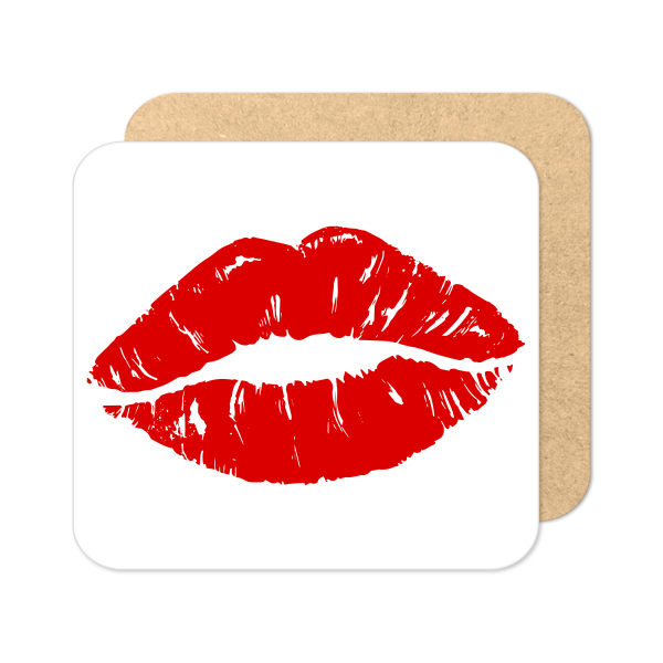 Valentine's Day Coaster - Red Lipstick Lip Print