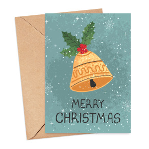 Christmas Card - Watercolour Merry Christmas Bell
