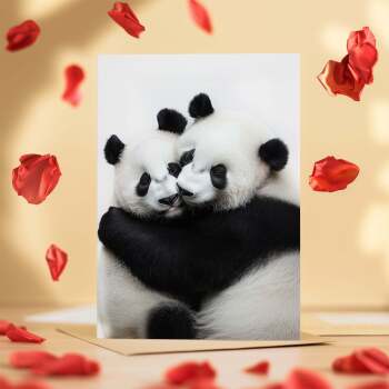 Anniversary Card – Cute Pandas Cuddling, Love Card for Husband, Wife, Boyfriend, or Girlfriend