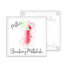 Personalised Strawberry Milkshake Glass Coaster