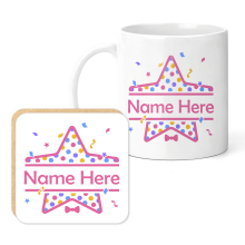 Personalised Mug & Coaster Set - Star Party Monogram