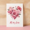 Anniversary or Valentine's Card for Her Anniversary Card for Wife Valentines Day Card For Husband Boyfriend or Girlfriend Flower Heart - Large (5x7) / Blank Message