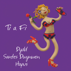 Ti a fi, Dydd Santes Dwynwen Hapus (female), an Erica Sturla 150mm square Welsh language Valentines card, blank inside for your message