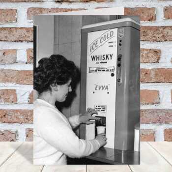 Whisky on tap - vintage black and white themed card  - 12.6 x 17.7cm and blank inside - made in the UK