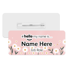 #hello my name is... Name Badge - Pink Daisy Border