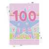 100 years young, a bright and fun 100th birthday card with a gorgeous printed envelope - 12 x 17cm and blank inside - made in the UK