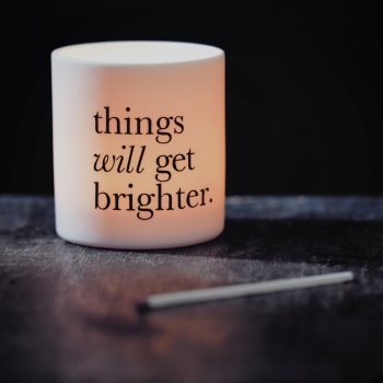 Holy Mackerel things will get brighter retro themed blank greeting card for him or her - designed by Andy Poplar - 15cm square and blank inside for your message