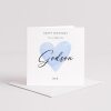 Godsons birthday card personalised blue heart design custom name handmade minimalist greeting - Smooth No Message - Kraft Brown