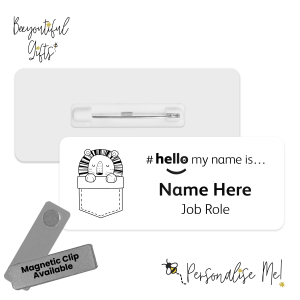 Name Badge - Animal Pocket Monochrome Hello My Name is... - Design 3 - Lion