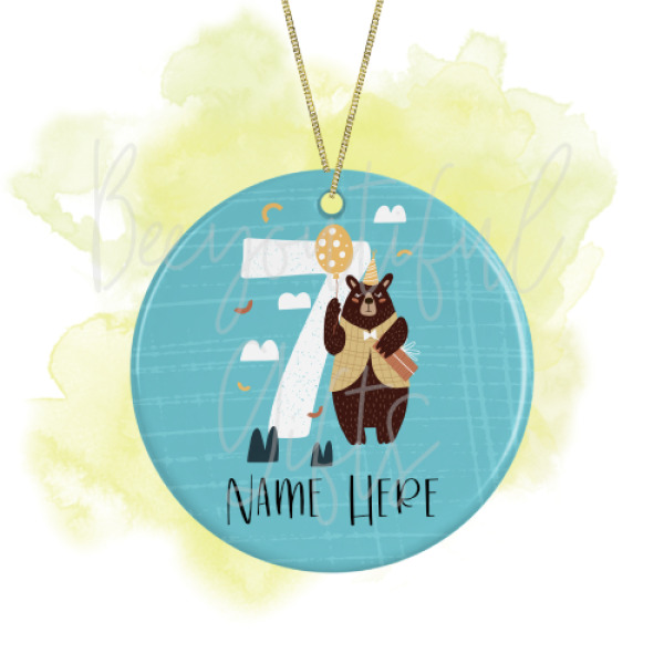 Personalised Birthday Ceramic Decoration - Animal Number