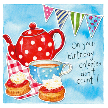 Calories Don’t Count 150mm Square Greetings Card by Artist Kate Brazier