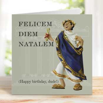 Julius Caesar, funny Ancient Rome birthday card - designed by Erica Sturla - 15cm square and blank inside, made in the UK