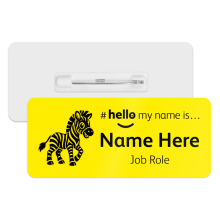 #hello my name is... Name Badge - Classic Yellow - Zebra