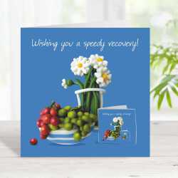 Wishing you a speedy recovery, get well soon card - designed by Erica Sturla - 15cm square and blank inside, made in the UK