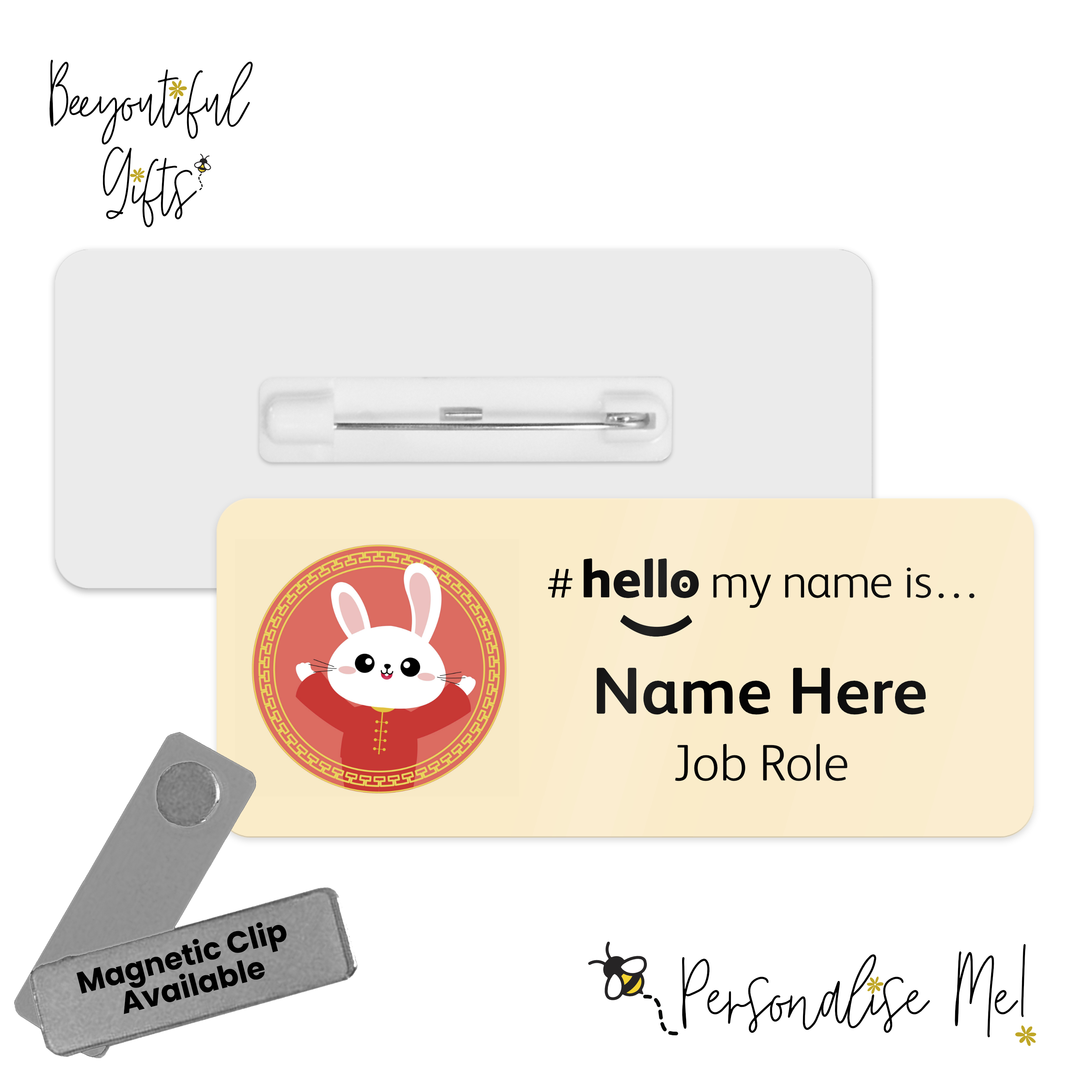 Name Badge - Cartoon Rabbit Chinese New Year 2023 Hello My Name i