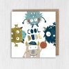 Cool dude monsters birthday card for children, child, kid, boy, girl, niece, nephew, grandson, granddaughter (Size A6/A5/A4/Square 6x6") - A6: Single card
