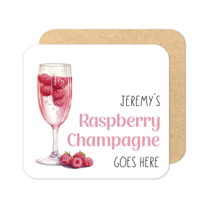 Personalised Raspberry Champagne Coaster | Personalised Cocktail Coaster