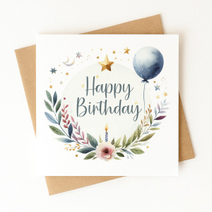 Birthday Card - Happy Birthday Wreath