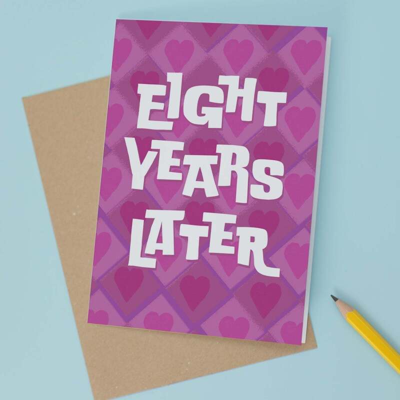 8th Wedding Anniversary Card For Wife Anniversary Card for Husband Anniversary Card For Boyfriend or Girlfriend Eighth Anniversary Gift - Large (5x7) / Blank Message