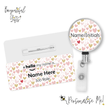 #hello my name is... Name Badge & Metal ID Reel - Hidden Red Heart