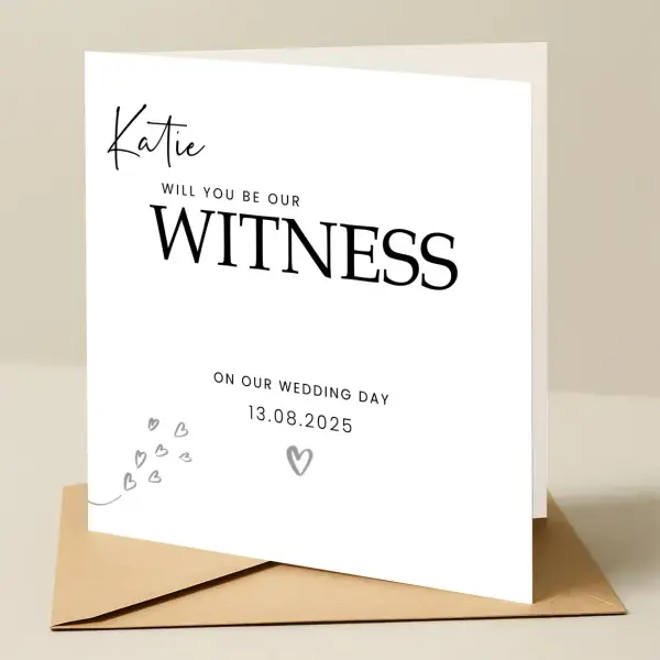 Personalised Witness Proposal Card - Will You Be Our Witness - Standard Smooth Card