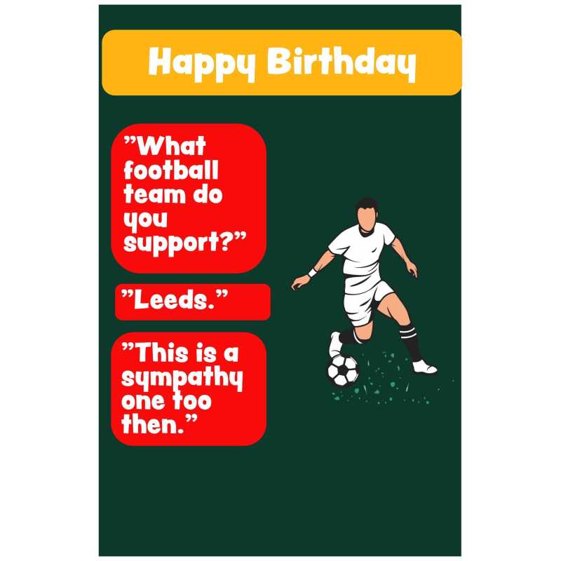 What Football Team Do You Support Birthday Card Sent Direct to Friend or Relative
