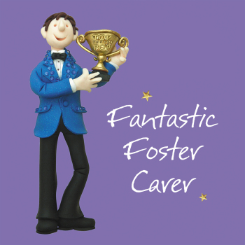 Holy Mackerel Fantastic foster carer (male), an Erica Sturla greetings card, suitable for birthday, thank you etc. 15cm square and blank inside, designed & printed in the UK