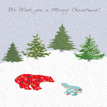Holy Mackerel polar bears and trees Christmas card - designed by Eloise Hall - 15.7 x 11cm - blank inside