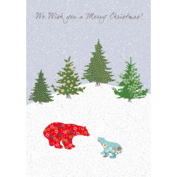 Holy Mackerel polar bears and trees Christmas card - designed by Eloise Hall - 15.7 x 11cm - blank inside
